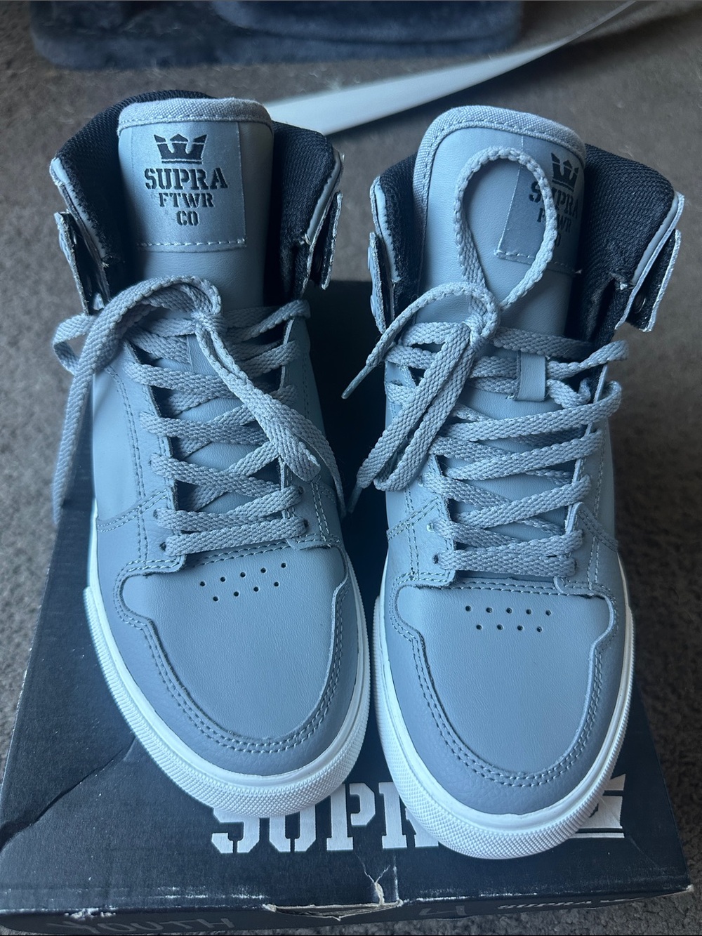 Supra Vaider High-Top Sneakers in Grey and White